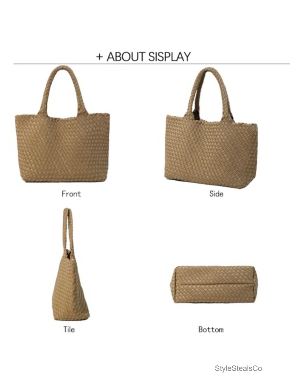 Woven Tote Bag for Women, Hand Woven Shoulder Bag with Small Handmade Purse, - Picture 5 of 5
